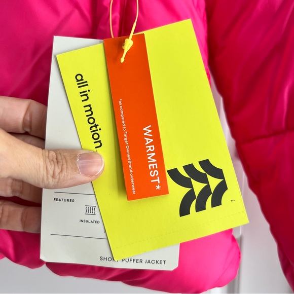 NWT Girl's hot pink Short Puffer Jacket - All in Motion - small - Picture 2 of 8